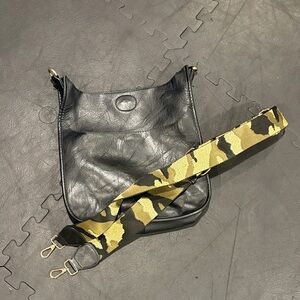 Black Crossbody Bag with Camouflage Strap